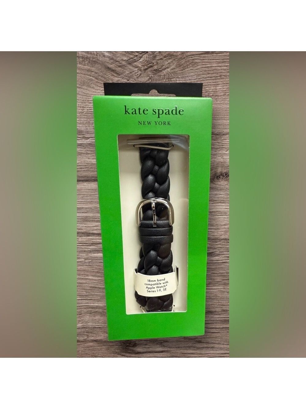 Kate Spade NY BLACK Leather Braided Apple Watch Band 38/40/41/42/44/45/49mm NWT
